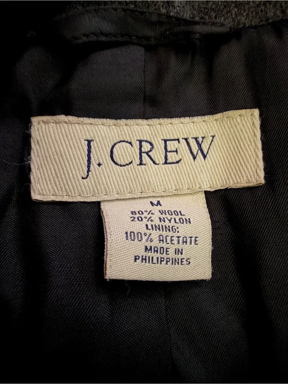 J. Crew Vintage Men’s Charcoal Grey Wool Blend Coat Size Medium Winter Classic